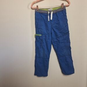 Mini Boden Jersey Lined Blue And Neon Green Zip Off Cargo Pants Size 10Y